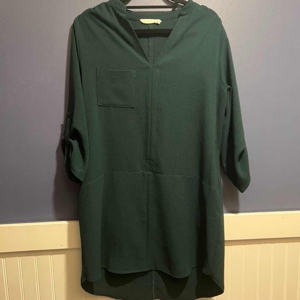 Forest Green ¾ Sleeve Shift Dress